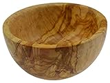 Olive Wood Cuenco Redondo para Ensalada/Fruta, Madera, Grano/Natural, 16 x 16 x 7 cm